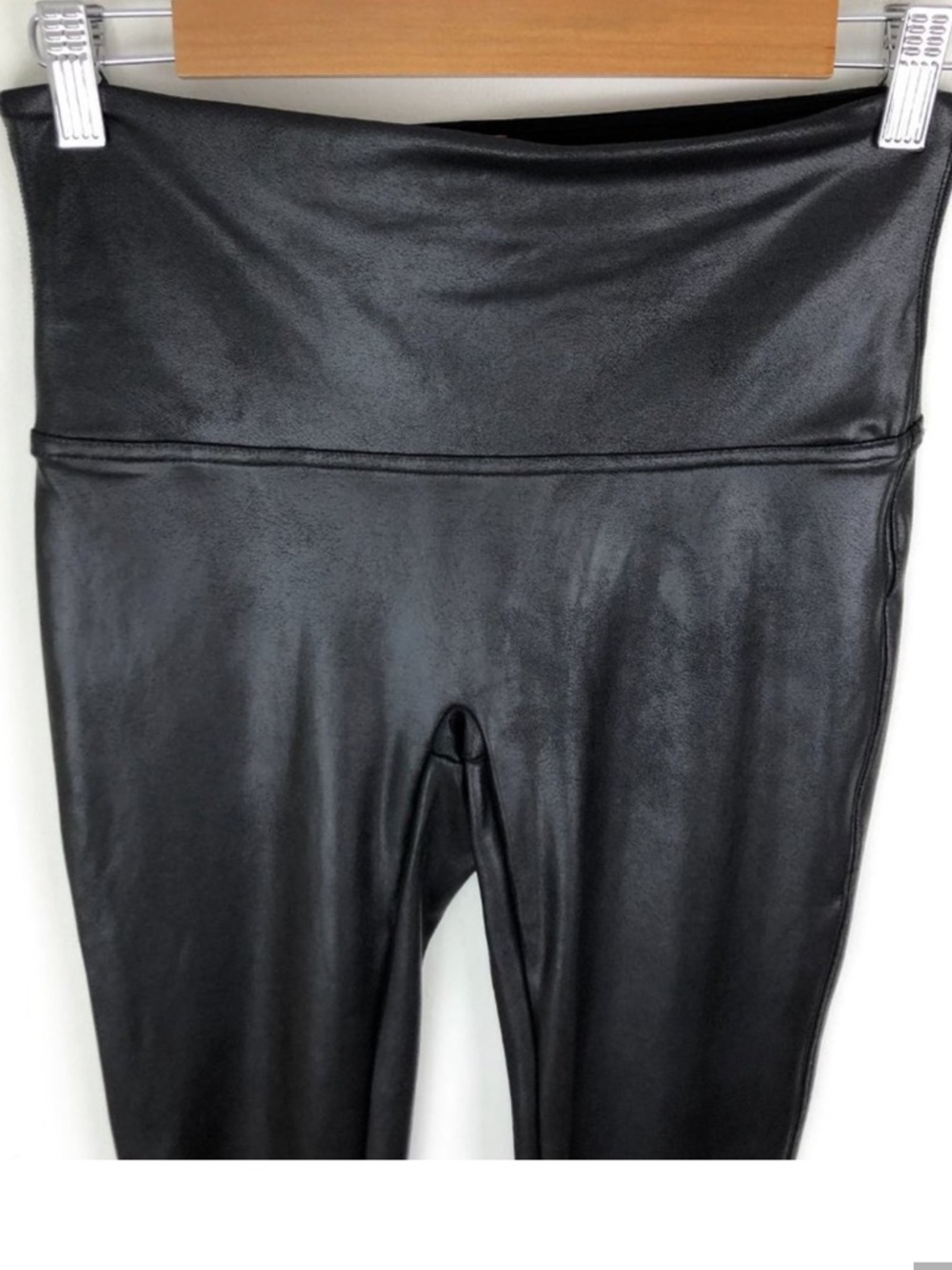 SPANX Faux Leather Leggings Black Women’s Large High Waisted Shaping Pants - Picture 3 of 5